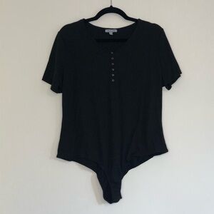 White Birch Black Bodysuit with Snap Buttons Size 2x